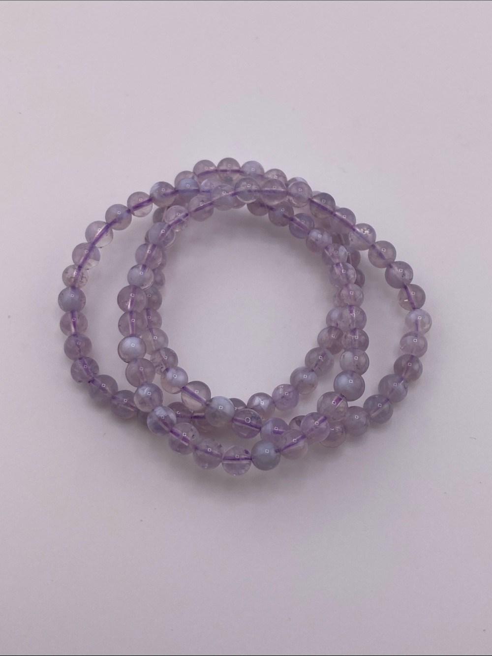 Natural Purple Opal Triple Wrap Beaded Bracelet Stack